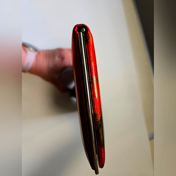 Vintage Lodis Rich Red Floral Design Patent Leather Clutch Wallet - Picture 13 of 13